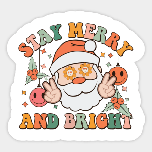 Stay Merry and Bright Retro Groovy Santa claus Christmas gift Sticker